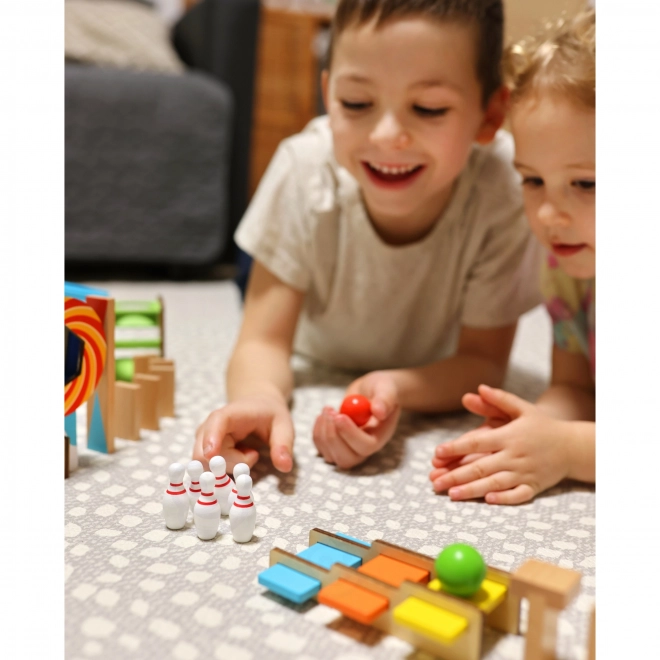 Dřevěné stavební kostky domino / domino puzzle Tooky Toy