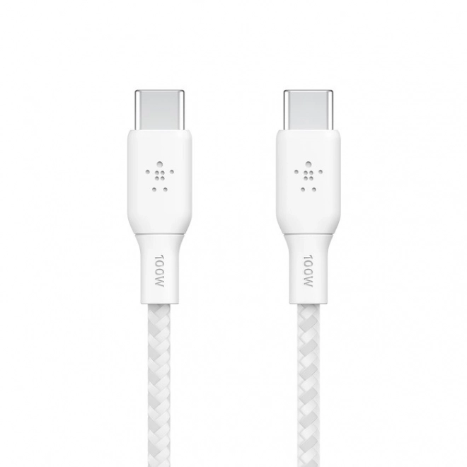Opletený kabel USB-C na USB-C 100W 3 m bílý