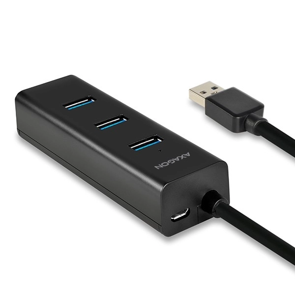 HUE-S2B 4-portový nabíjecí rozbočovač USB 3.2 Gen 1, 30cm kabel, přídavné napájení microUSB