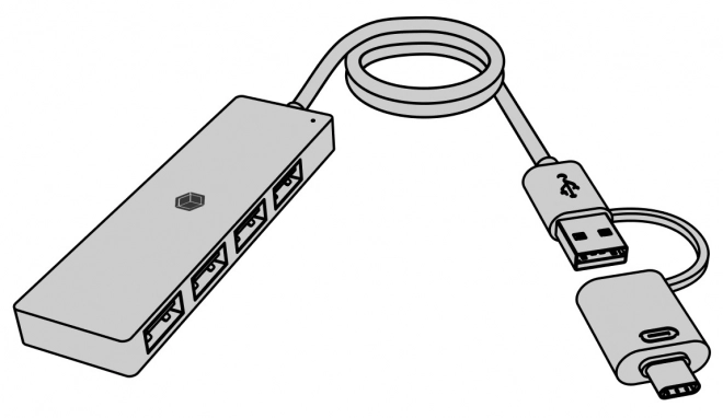 Rozbočovač s 4 porty USB Typ-A s konektorem Typ-C/A