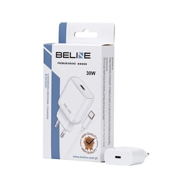30W síťová nabíječka GaN USB-C + kabel USB-C – Bílá