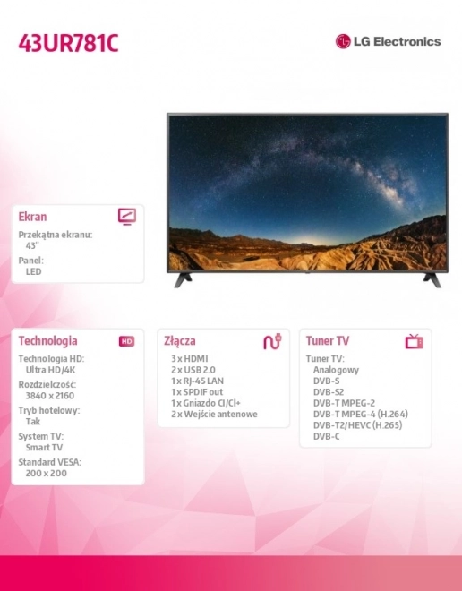 43palcový televizor LED 43UR781C
