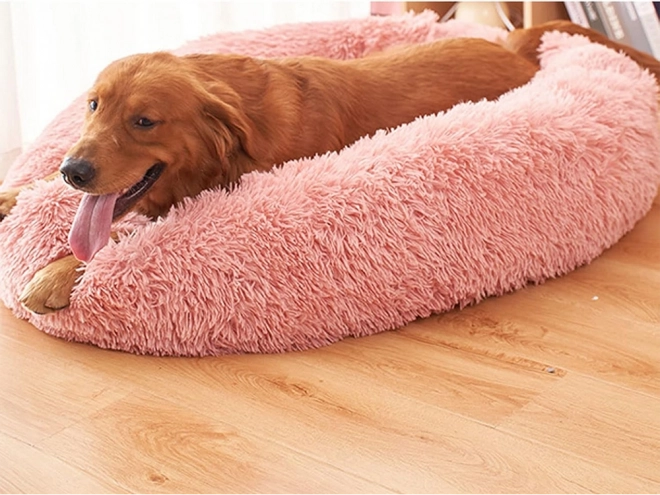 Chlupatý pelíšek pro kočky měkký polštářek na gauč 80 cm – růžový