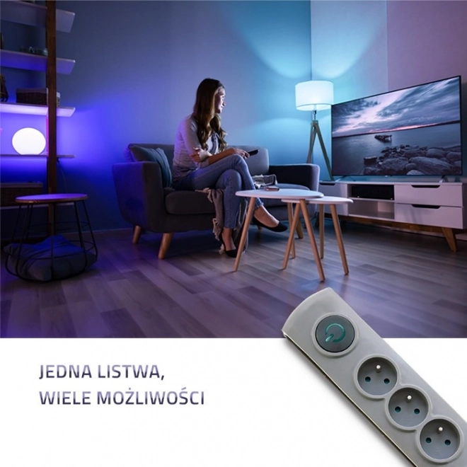 Přepěťová ochrana Quick Switch, 8 zásuvek, 1,8 m, šedá