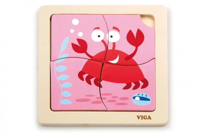 Dřevěné Puzzle Krab pro Nejmenší