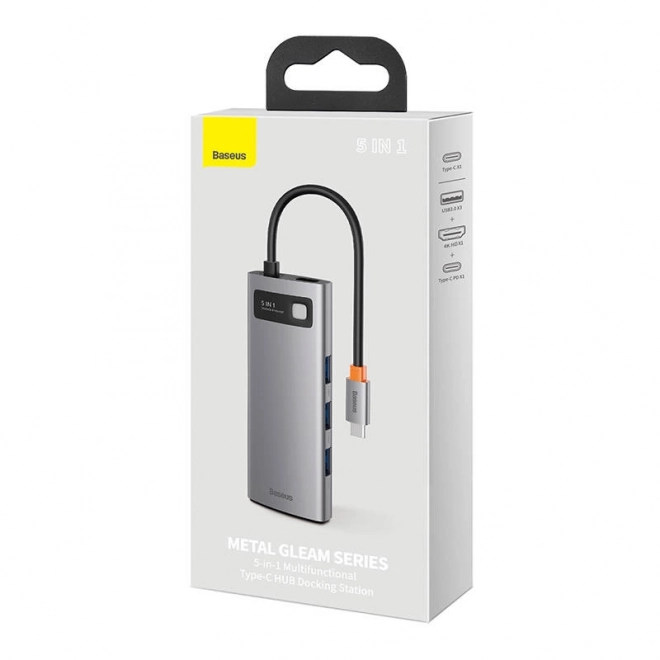 Hub 5v1 Baseus Metal Gleam Series, USB-C na 3x USB 3.0 HDMI USB-C PD