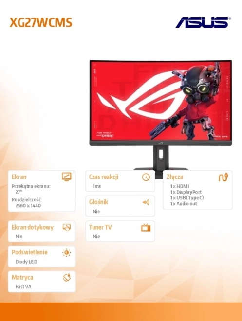 27palcový monitor XG27WCMS ROG FHD 280Hz HDMI