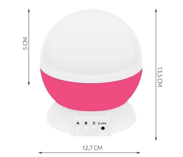 Lampa s projektorem, na baterie, růžová