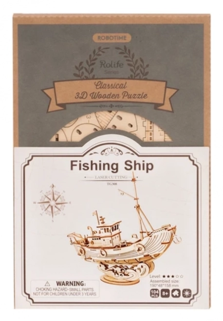 3D dřevěné puzzle Rybářská loď