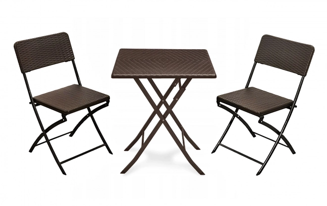 Zahradní stolek skládací konferenční stolek ratanový balkonový 62 cm