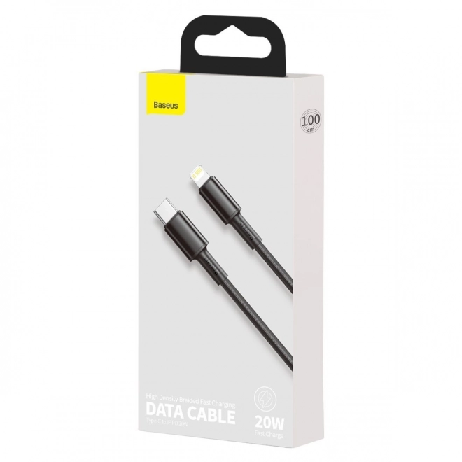 Baseus High Density Braided Cable Type-C to Lightning, PD, 20W, černý – 1 m