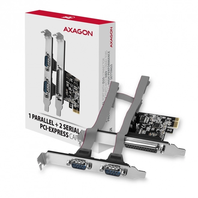 PCEA-PSN PCIe řadič 1x paralelní port LPT + 2x sériový port RS232 250 kb/s, SP a LP v ceně