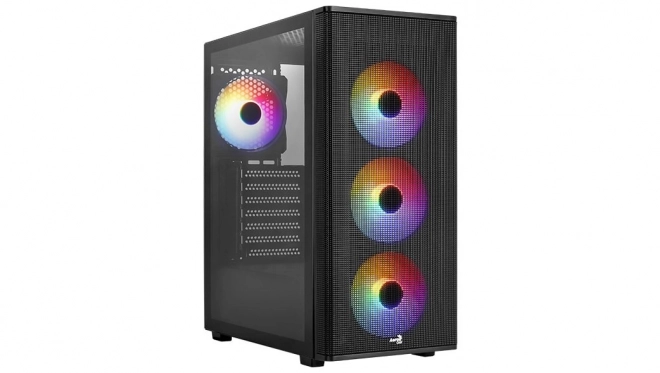 Designer černá Mid Tower skříň RGB