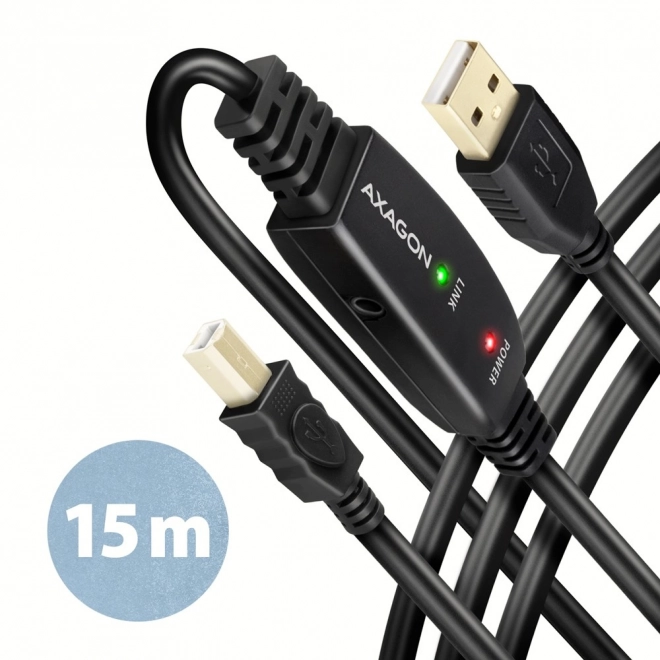 ADR-215B USB 2.0 A-M -> B-M aktivní propojovací kabel/zesilovač 15 m