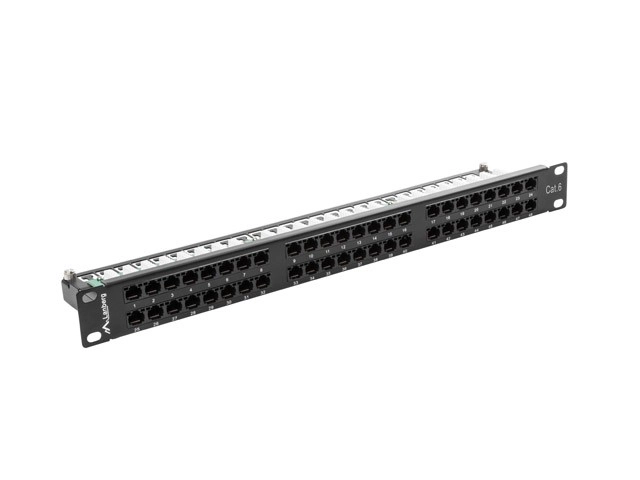 Patch panel 48 portů 1U kat.6 černý