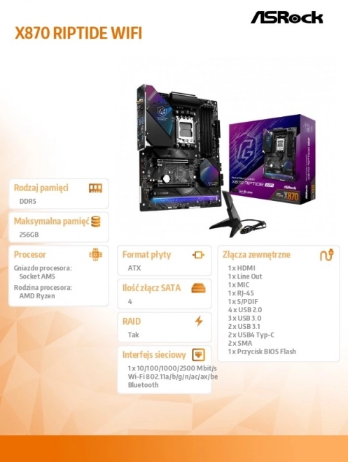 Základní deska X870 RIPTIDE WIFI 4DDR5 M.2 ATX