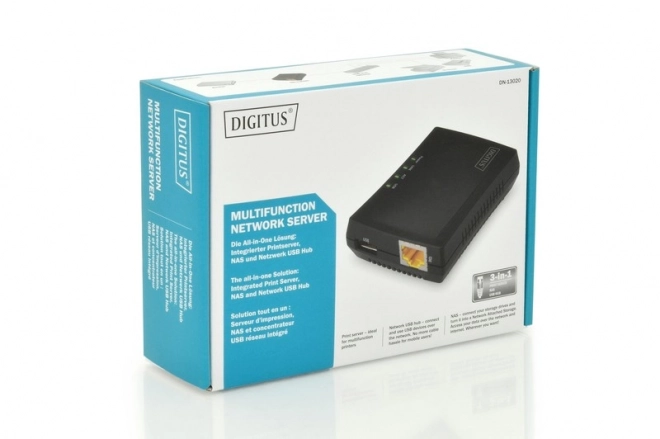 Multifunkční tiskový server/Tiskový server 1xUSB 2.0 Síťový rozbočovač, NAS, 1x RJ45, LAN 10/100Mbps
