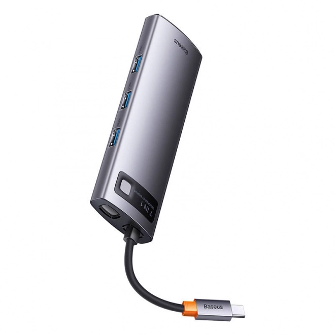 Rozbočovač 7v1 Baseus řady Metal Gleam, USB-C na 3x USB 3.0 + HDMI + USB-C PD + VGA + Ethernet RJ45