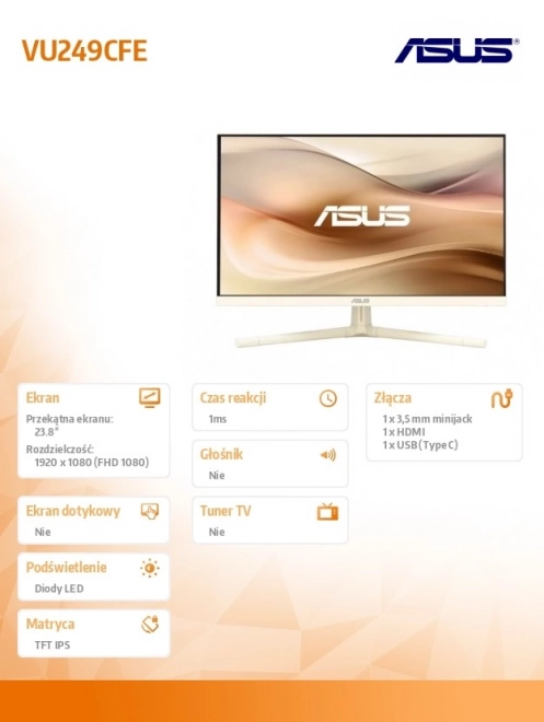24palcový monitor VU249CFE-M IPS 100Hz USB-C