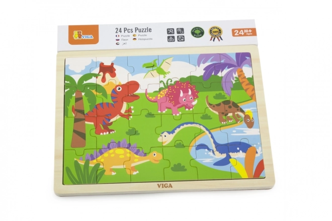 Dřevěné puzzle 16 dílků - dinosauři