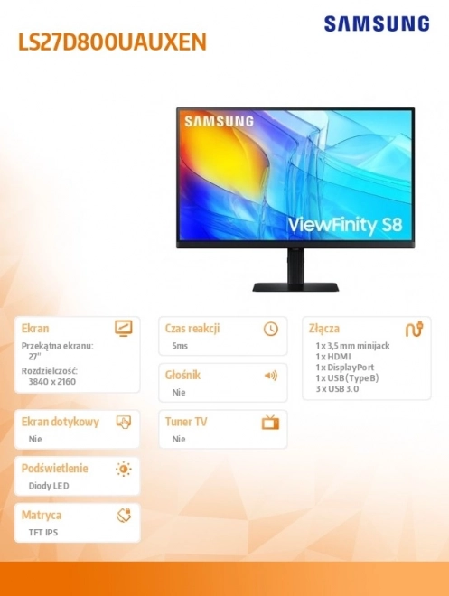 Samsung ViewFinity S80UD 27" 4K IPS monitor s USB-C 90 W, LAN a KVM