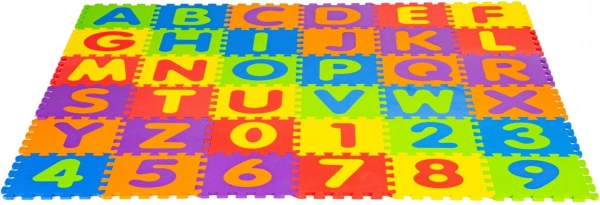 Velká pěnová podložka z EVA pro děti s písmeny a čísly 178 × 178 cm, 36 dílů ECOTOYS