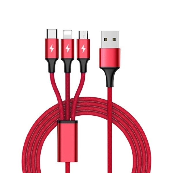 Nabíjecí kabel 3 v 1 USB - USB-C/microUSB/Lightning, 1,2 m; C4049RD