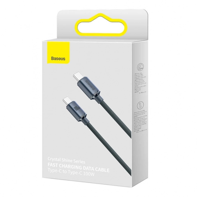 Baseus Crystal Shine kabel USB-C na USB-C, 100W, 1,2 m – Černý