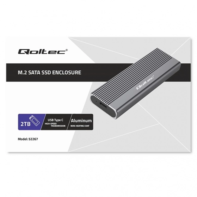 Hliníkový kryt na disk M.2 SSD SATA NGFF USB-C 2TB Šedý