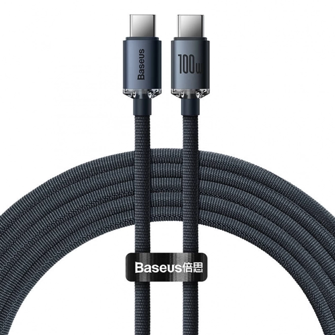 Baseus Crystal Shine kabel USB-C na USB-C, 100W, 1,2 m – Černý