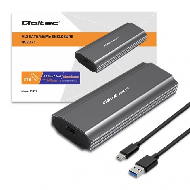 Obal na disk Qoltec pro M.2 SSD SATA NVMe USB-C 2TB