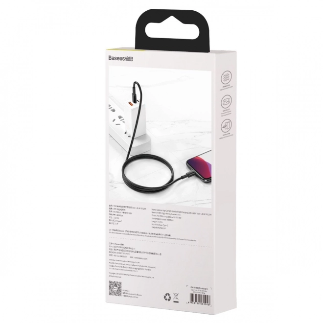 Baseus High Density Braided Cable Type-C to Lightning, PD, 20W, černý – 1 m
