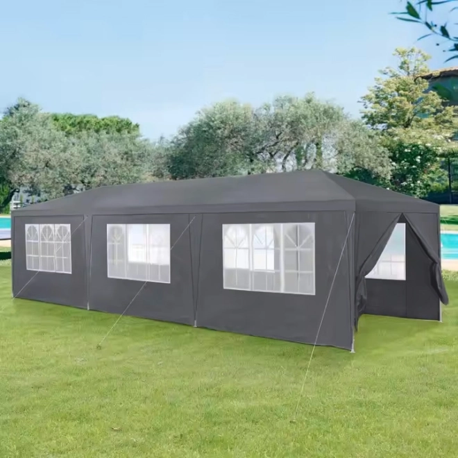 Zahradní komerční stan 3x9 m 8 stěn šedý