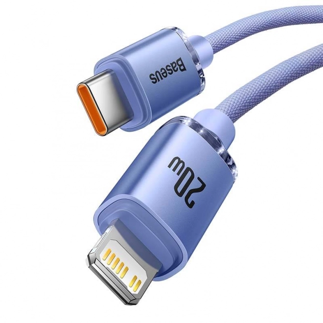 Baseus Crystal kabel USB-C na Lightning, 20W, PD, 2m (fialový)