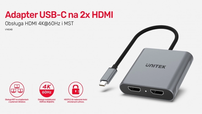 Unitek USB-C na 2x HDMI adaptér