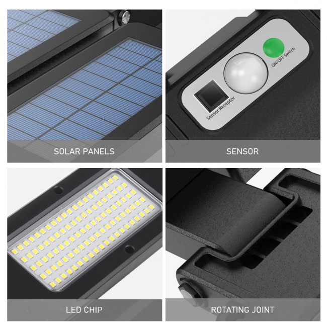 Solární LED pouliční lampa s čidlem a dálkovým ovládáním