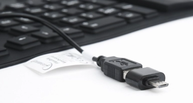 Vodotěsná silikonová klávesnice USB s funkcí OTG černá