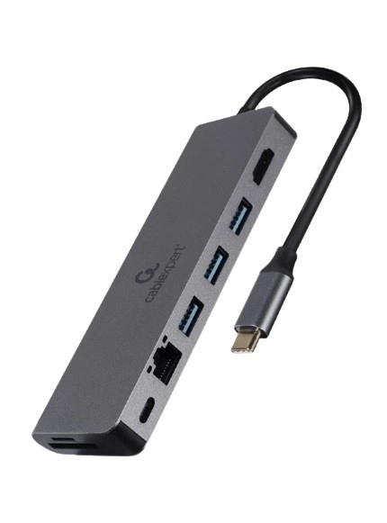 Usb‑c hub s hdmi (uhd 4k), gigabit lan, 2× usb‑a, sd/microsd a 100 w pd – CABLEXPERT