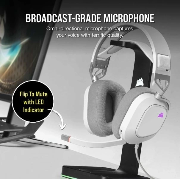 HS80 RGB USB drátová bílá sluchátka