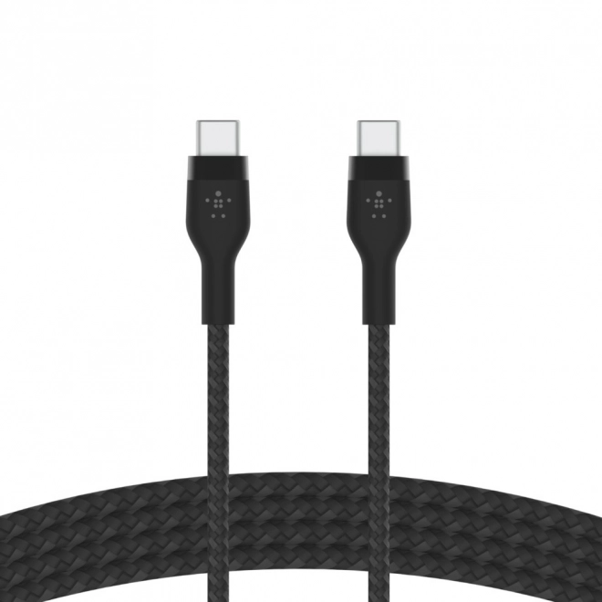 BoostCharge USB-C/USB-C opletený silikonový kabel 2 m, černý