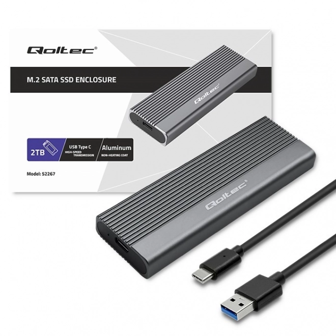 Hliníkový kryt na disk M.2 SSD SATA NGFF USB-C 2TB Šedý