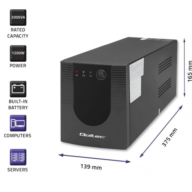 Záložní zdroj UPS Qoltec 2000VA 1200W