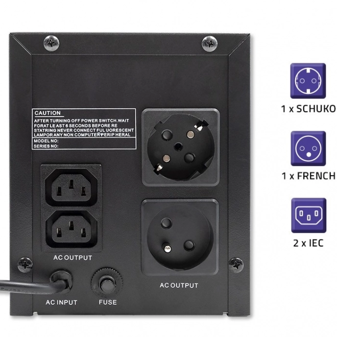 Záložní zdroj UPS Qoltec 1500VA 900W