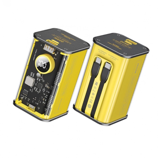 Powerbanka WEKOME 20000 mAh s vestavěnými kabely USB‑C a Lightning, PD 20 W a QC 3.0 22,5 W