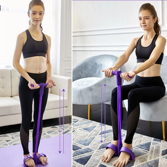 Fitness expandér na nohy pro procvičování svalů nohou, břicha a stehen - fialový