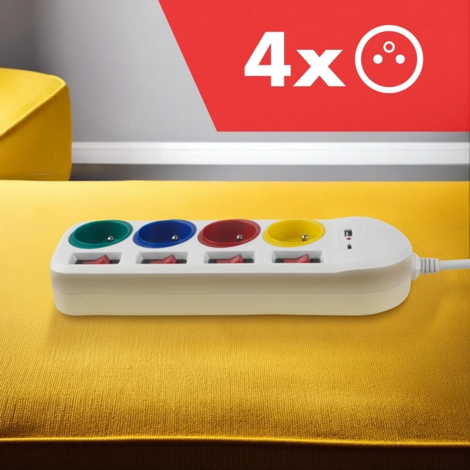 Prodlužovací kabel 4 zásuvky 1,5 m, USB A/C MCE508 W