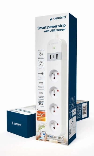Inteligentní prodlužovací kabel Tuya s USB 4xFR