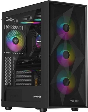 počítačová skříň genesis diaxid 605 argb midi tower usb-c černá