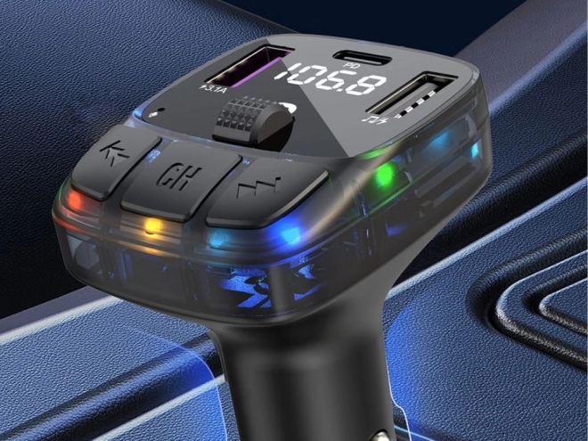 Multifunkční automobilový FM transmitter s rychlonabíjením