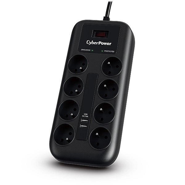 Přepěťová ochrana CyberPower s 8 zásuvkami a 2 USB porty